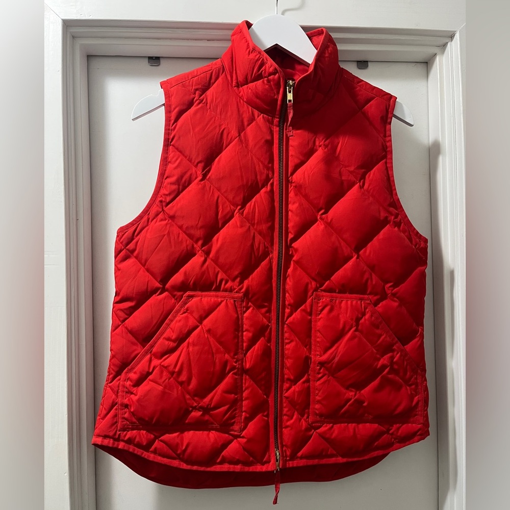 J. Crew Vibrant Red Quilted Vest